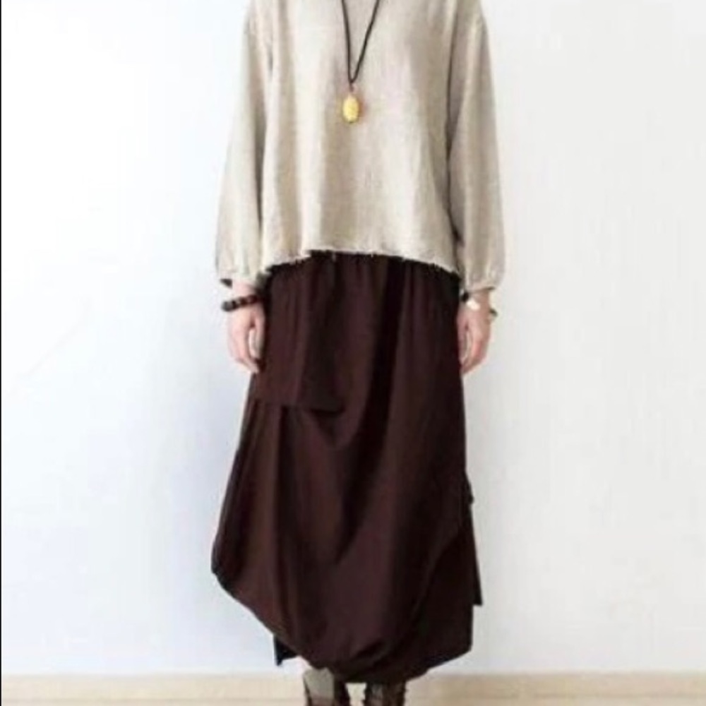 Irregular cut Retro Maxi Skirt boho